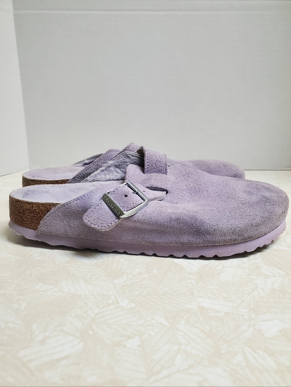 Birkenstock Women's Lavender Suede Sherpa Boston Clogs